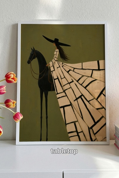 tablodea Zova - Tablou modern cu o femeie călare în stil western – Tablou dec...