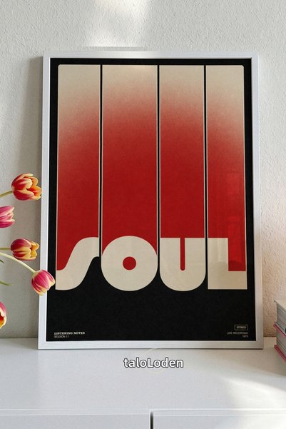 tablodea Retro Soul Music Art Print – Premium Print in a Natural Wood Frame, ...