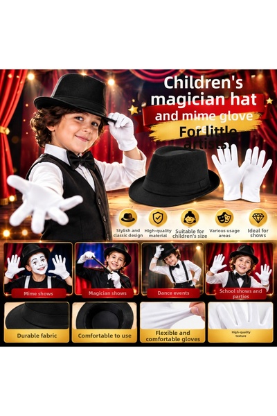 northcity n Children's Stage Set – Performance Fedora Hat and Gloves BX