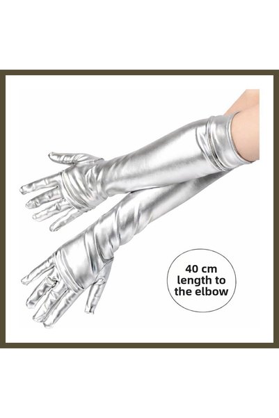 northcity n Silver-Colored Below-Elbow Luxury Satin Gloves, 40 cm BX