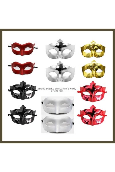 northcity n Set of 12 Colorful Party Masks – Black, Gold, Silver, Red, White,...