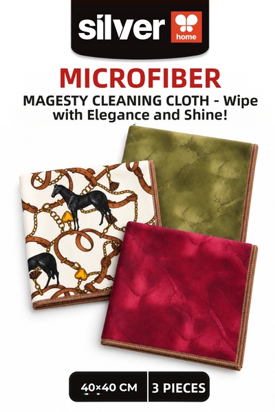 SİLVER HOME Magesty Patterned 3-Pack Microfiber Kitchen Cleaning Cloths, 40x4...