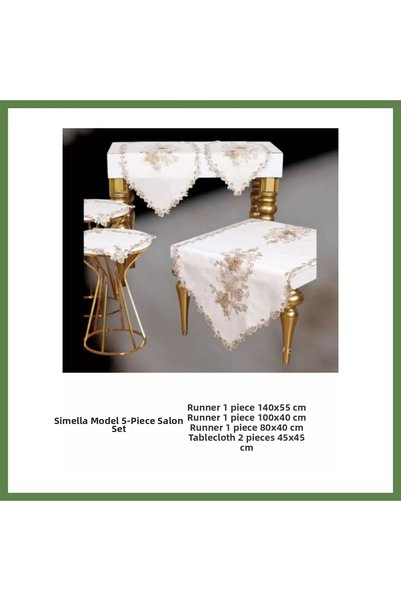Generic Brand Simella Model Cream-Cappuccino Bridal Embroidered Tablecloth an...