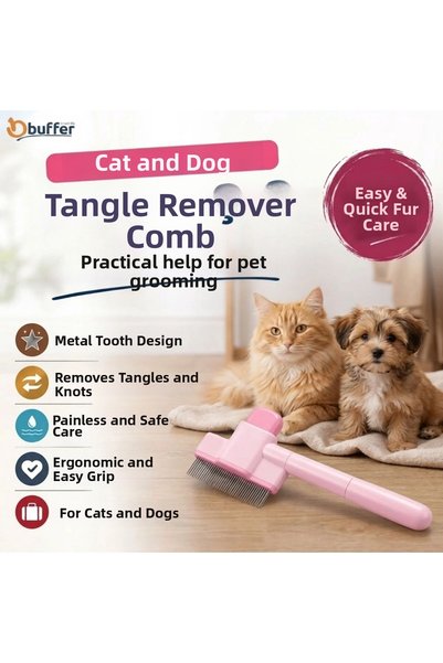 Clifton Cat and Dog Matting-Removing Comb, Single-Sided Metal-Toothed Pet Gro...