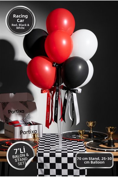 Partixa High-Speed Race Car Concept Balloon Stand Set: 70 cm Table Stand, 7 L...