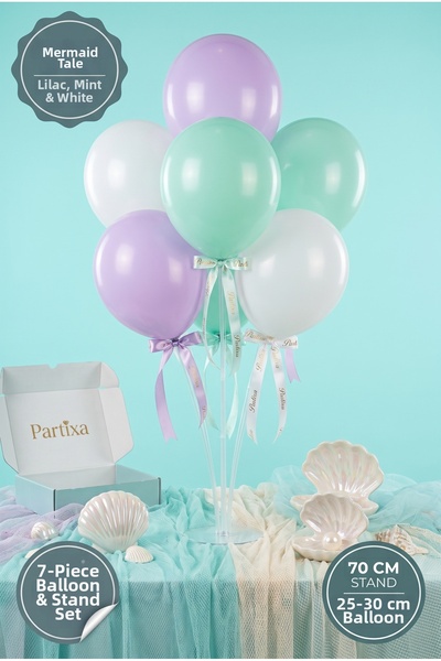 Partixa مجموعة حامل بالونات بتصميم حورية البحر، حامل طاولة بارتفاع 70 سم، تتض...