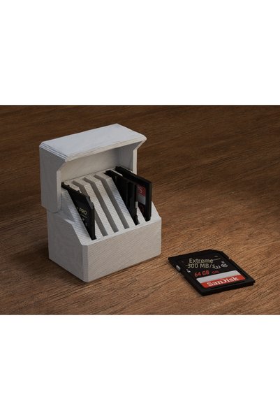 Bezos 3D-Printed 6-Slot SD Card Holder and Organizer, Desktop Memory Card Org...