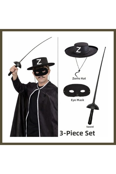 northcity n Zorro 3-Piece Costume Set for Kids – Hat, Mask, and Sword BX