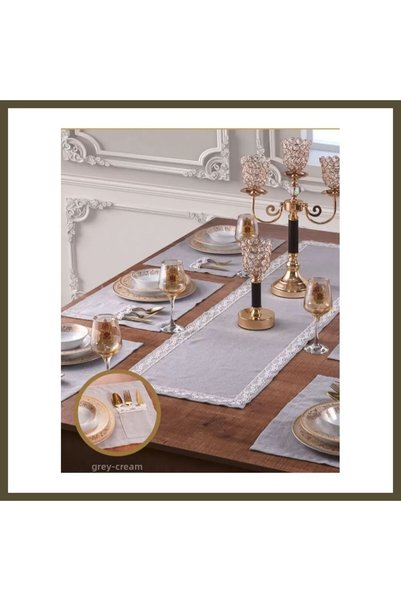 northcity n 6-Person Dinner Set, 7-Piece with Placemats and Table Runner, Gra...