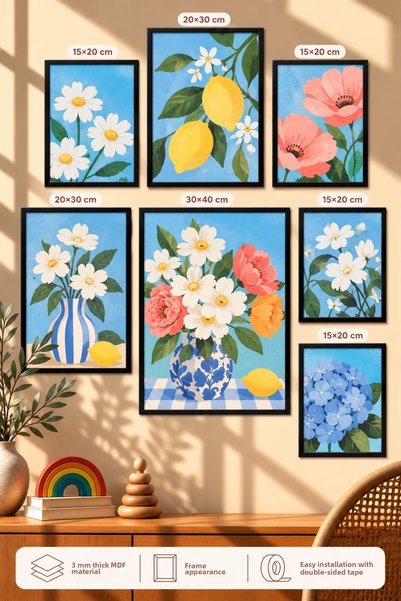 UNT 7-Piece Frame-Looking Modern Painting Set |   Retro & Pop Art |   Living ...