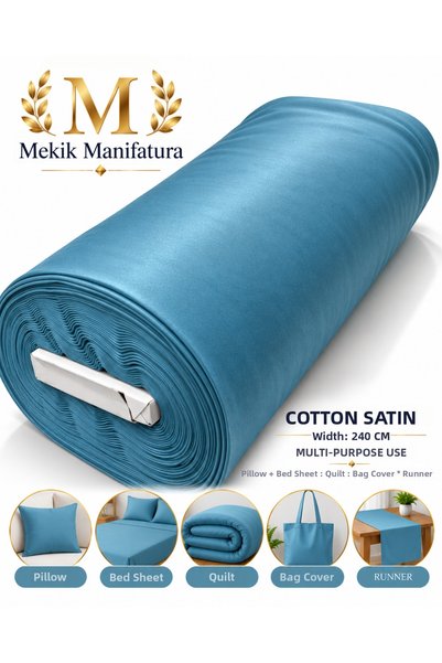MEKİK MANİFATURA قماش ساتان قطني ناعم، عرضه 240 سم، متعدد الاستخدامات، بلون م...