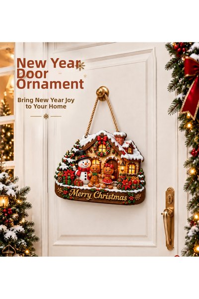 OKAVANGO New Year Wooden Door Ornament, Christmas Door Ornament, New Year Dec...