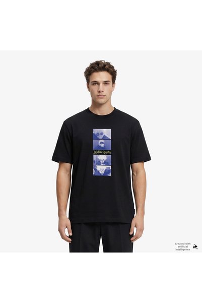 Hugo Boss تي شيرت أسود للرجال من ماركة "هوغو نولي"، بتصميم "جوجوتسو".