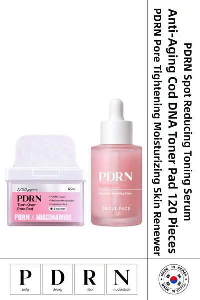 Dermal Pdrn Salmon Dna Toning Pad, 120 Pieces, and Pdrn Toning Serum for Blem...