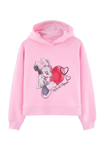Trendyol Collection Light Pink Minnie Mouse Licensed Hooded Oversize/Wide Cut...