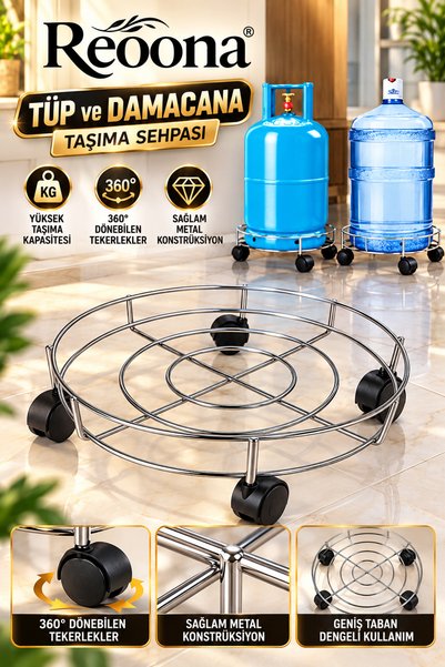 Reoona Damacana Tüp Saksı Altlığı Tekerlekli Taşıma Aparatı Tüpçek