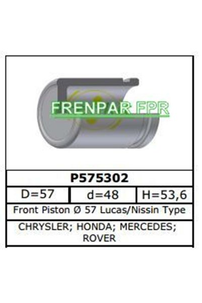 FPR Fren Kaliper Pistonu Ön Honda Accord, Chreysler PT.Cruiser, Mercedes A 160, Rover 600