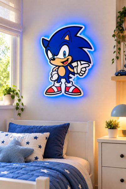 Design 4N Çocuk Odası Sevimli Kirpi Işıklı Duvar Süsü LED Sonıc Duvar Süsü – ...