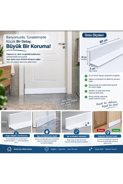 Kapı altı koruma beyaz 80 cm uzunluk