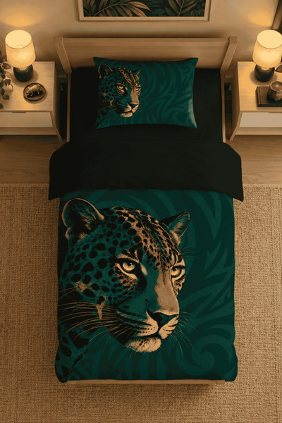 Luvis Store Shadow Leopard - Leopard Patterned Single Hybrid Duvet Cover Set ...