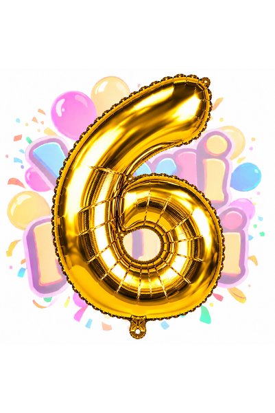 Yogi parti 6 Rakam Gold Balon Helyum Uyumlu 34 Inch 76 Cm Normal Şişim Veya Uçan