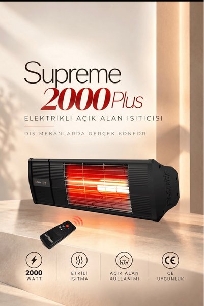 HOTTABLE Dış Mekân Kafe Isıtıcısı Uzaktan Kumandalı 2000 Watt 5 Kademeli Isı Ayarlı Su Geçirmez – Supreme 2000 Plus