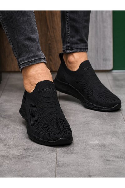 homiro Laceless Knit Sneaker-Black