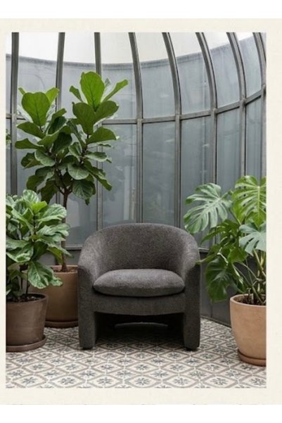 IN HOME STORE كرسي بيرجير مودرن مخمل بلون رمادي داكن