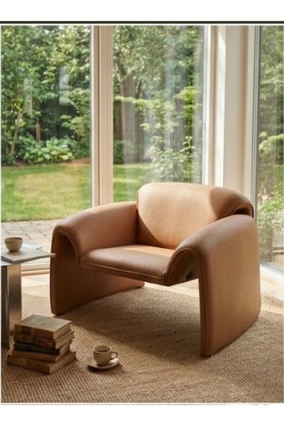 IN HOME STORE كرسي استرخاء عصري بتصميم انسيابي ولون بني أنيق