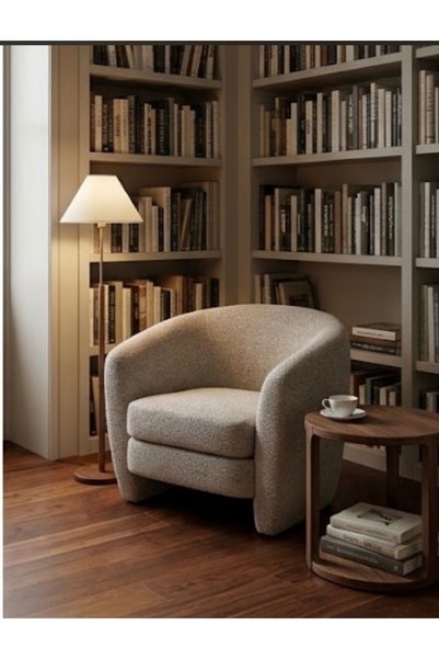 IN HOME STORE كرسي استرخاء بيرجير عصري بلون بيج فاتح وتصميم انسيابي مريح