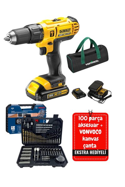 Dewalt DCD776S2-TR 18V 1.5 Ah Li-ion Şarjlı Darbeli Matkap Çift Akülü Vidalama