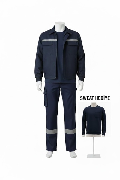Secura İş Güvenliği 7*7 Takım Mont + Pantolon [ Sweat Hediye ] %100 Pamuklu Ü...