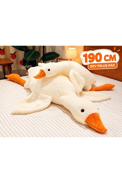 tm tech marketi Büyük Boy 190 CM Peluş Kaz Dev Boy Yumuşak Oyuncak