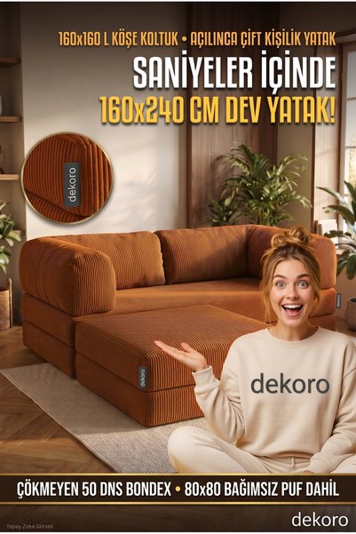 Dekoro Axis 160x240 Modüler Takım 50 DNS Bondex Fitilli Kadife Yataklı Koltuk...