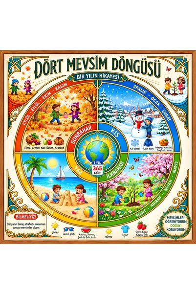 okulcenter MEVSİMLER VE AYLAR EĞİTİCİ AFİŞ İLKOKUL VE ORTAOKUL