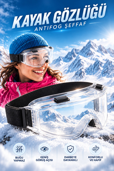 NZB Antifog Kayak Gözlüğü Güneş Kar Şeffaf Snowboard Glasses Ekonomik Buğulan...