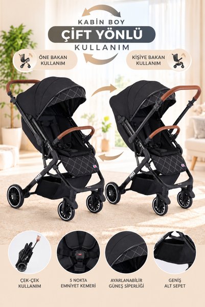 Tommybaby PARS Çift Yönlü Kabin Bebek Arabası Tek Elle Kapanıp Açılabilen