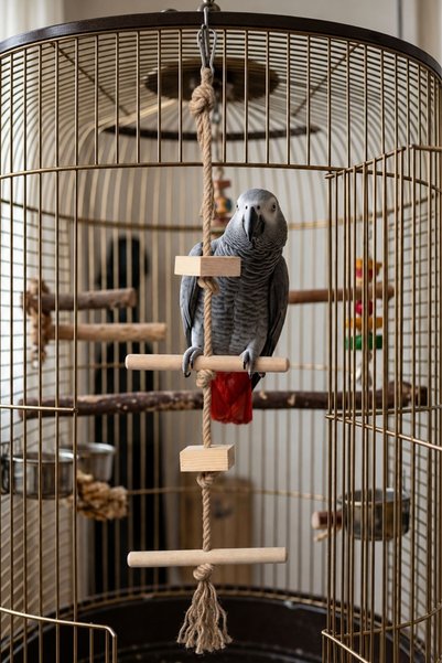 Mivra Pets Natural Wooden Parrot Bird Toy Climbing Ladder Chewing Beak Rasp