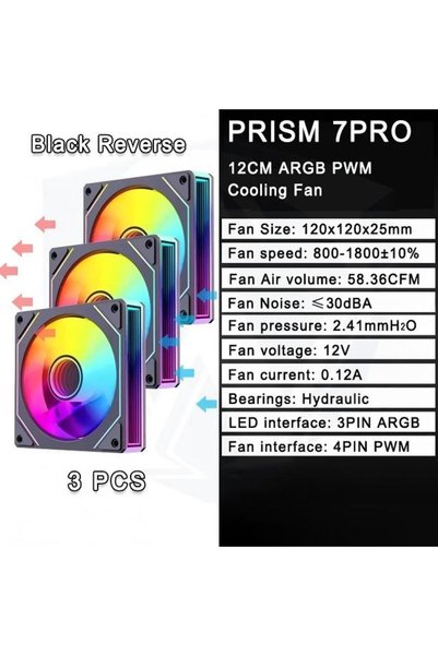 Choice3 A-RGB Other BK Reverse 3PCS LDPCSJ Prism 7 PRO ARGB PC Case Fan 120mm...
