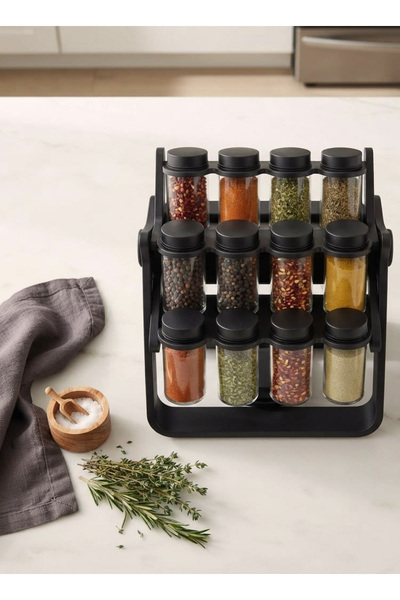 Generic Spice Organizer 18 Glass Jars with 360° Rotating Base, Labels, Pen an...