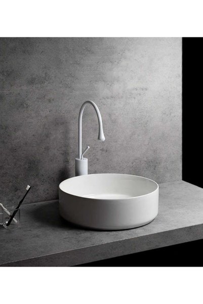 Generic Round Porcelain Countertop Washbasin White 36x36x12 cm