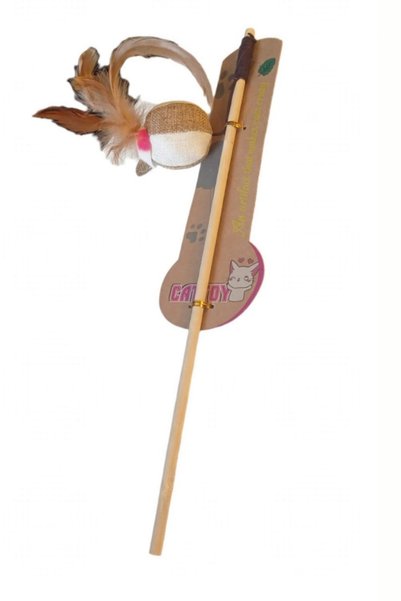 AtaPett Kedi Tırmalama Kartonu ve Ahşap Kedi Oltası (2’li Oyun Seti)
