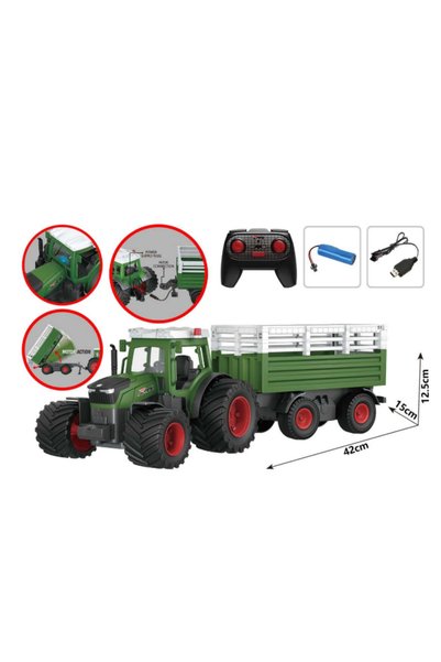 Boratila Toys 2.4Ghz Uzaktan Kumandalı Işıklı Arka Kasa Otomatik Traktör Ve K...