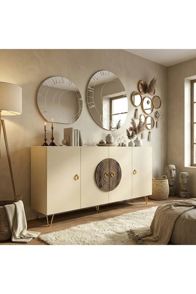 Stylish Home كونسول بوفيه او مدخل مودرن بيج وبني- MD11