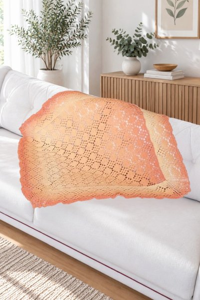 nftart.design Orange Hand Knitted Sofa Shawl & Knee Blanket & Tv Blanket