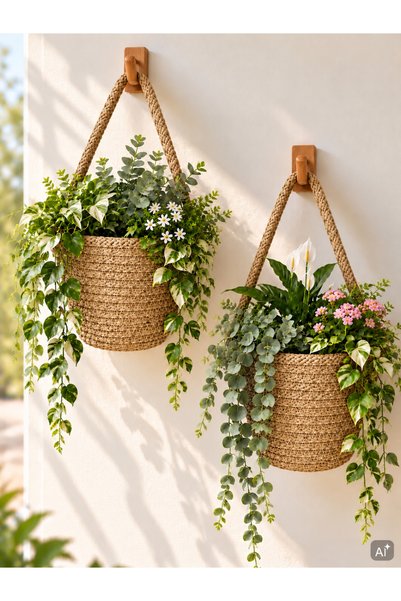 ÖRGÜM Coș decorativ 2 buc. Mini coș cu flori 12X10 cm PLANTELE ȘI APARATELE D...