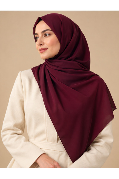 mim eşarp Mısırlı Eşarpları Medine Ipeği Büyük Boy Eşarp 110x110 Cm - Bordo