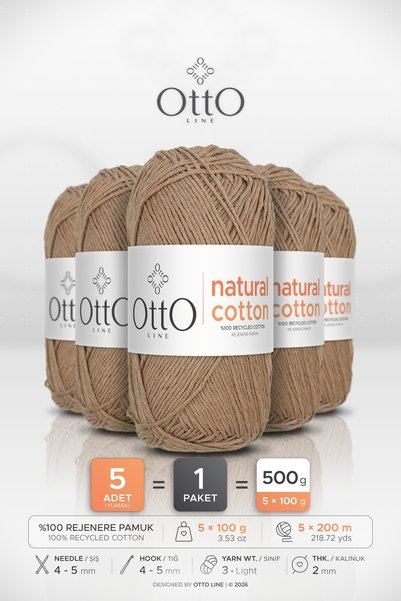 OTTO LINE BUMBAC NATURAL • Bumbac tip Honey Foam (6068) • Pachet de 5 × 100 g...
