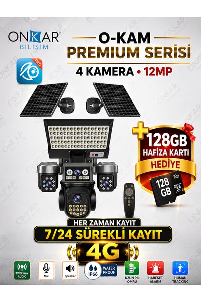 Onkar Bilişim OKAM PRO PREMİUM 4G-334 PROJEKTÖRLÜ 4 KAMERALI 7/24 KAYIT SİM K...