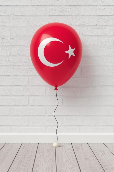 Balonsan بالون علم أحمر مطبوع عليه نجمة القمر، عبوة من 25 قطعة